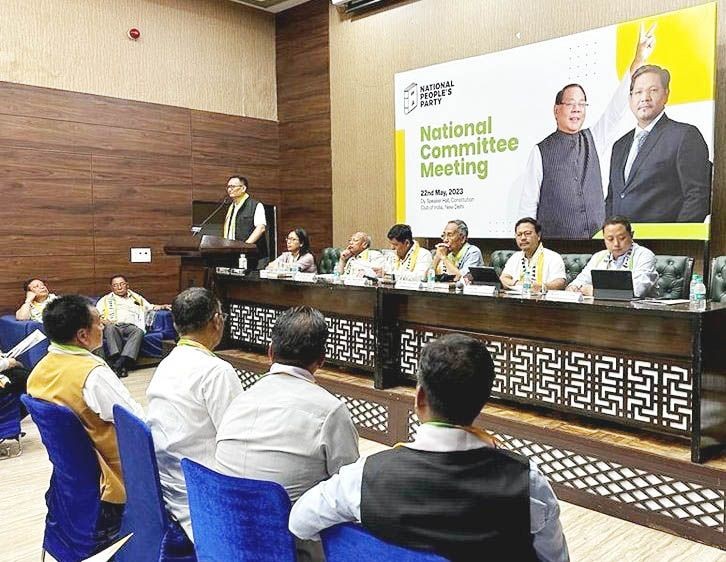 Dr Andrew Ahoto Sema addresses the National People’s Party National Committee Meeting held at the Constitution Club of India, New Delhi on May 22. (Photo: NPP Nagaland State)